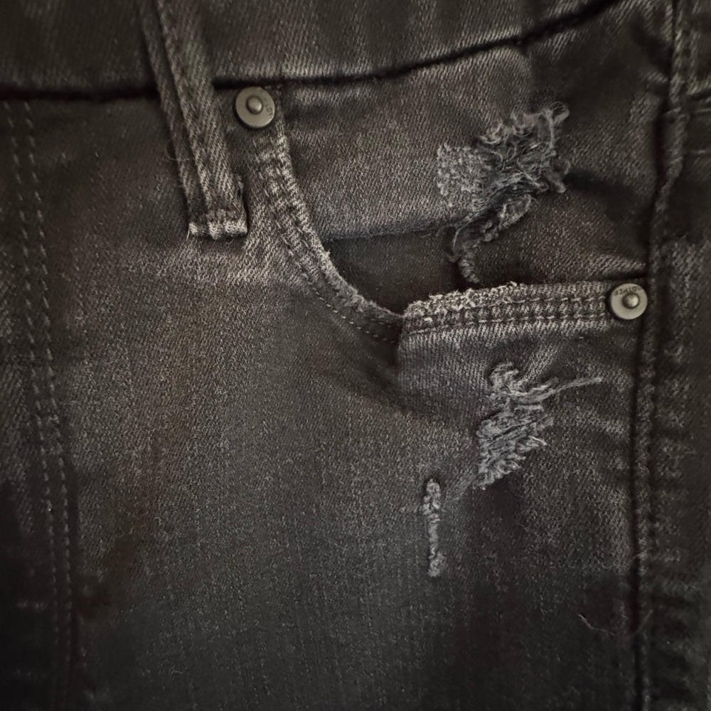 MOTHER Looker Ankle Fray Skinny Jeans Black Distressed 27 - Picture 6 of 11